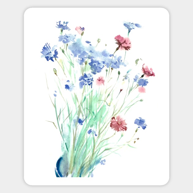 Сornflower herbs illustration Sticker by GalleryArtField